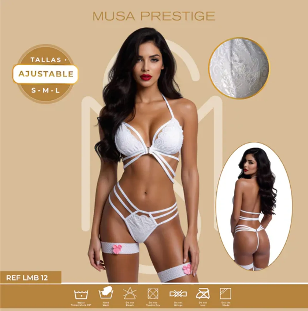 CONJUNTO DE ENCAJE BLANCO LMB12