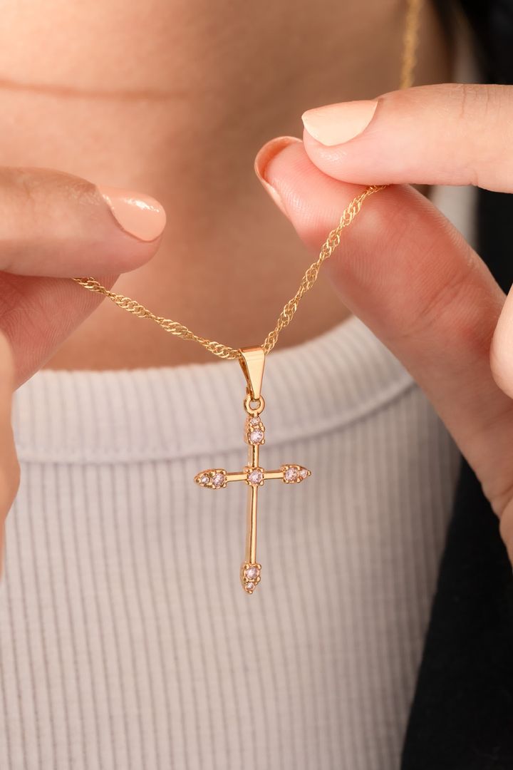 D cruz tubular circonia rosado 