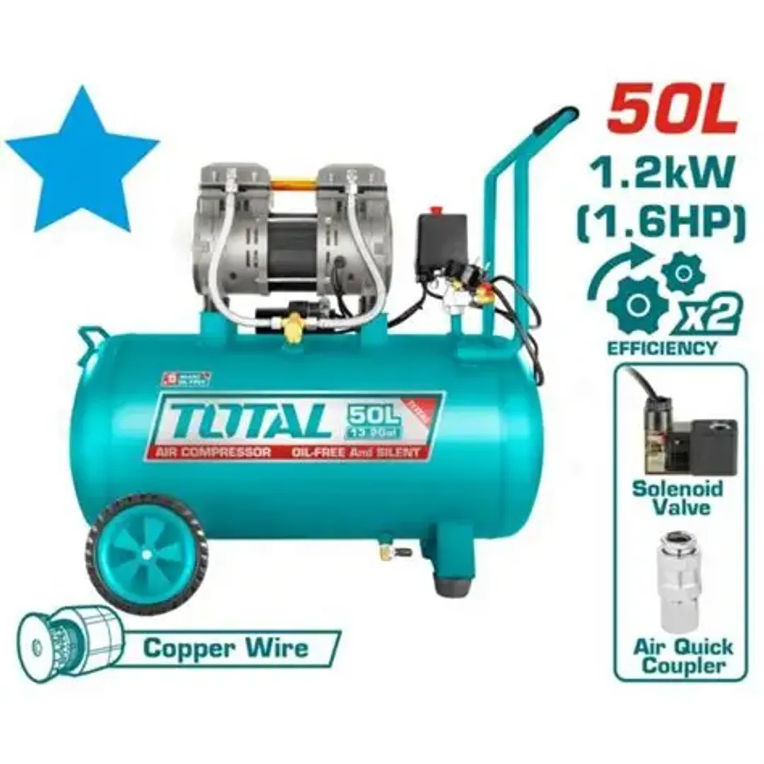 COMPRESOR DE AIRE 1200W (1.6HP) 50 LTS 110V LIBRE DE ACEITE