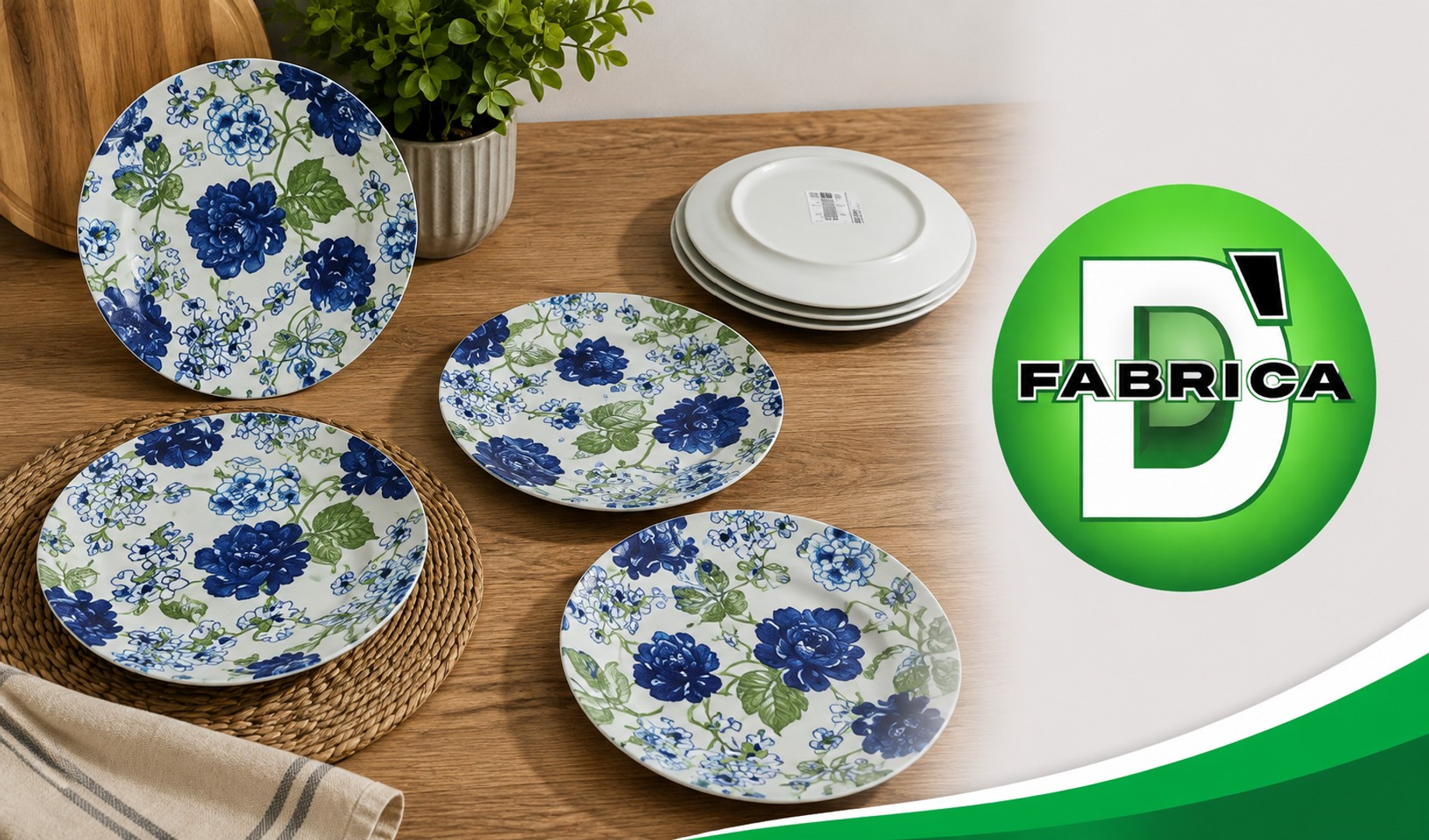 PLATO PANDO #9 DISEÑO "FLOR AZUL"-HAPPY