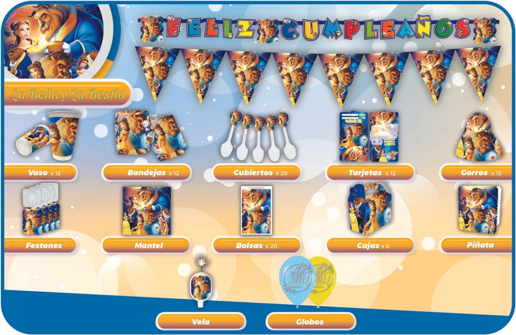 DECORACION LA BELLA Y LA BESTIA 