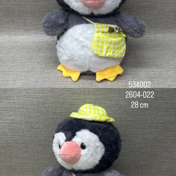 Imagen del producto PINGUINO CON SOMBRERO Y BOLSO AMARILLO DE 28 CM 
