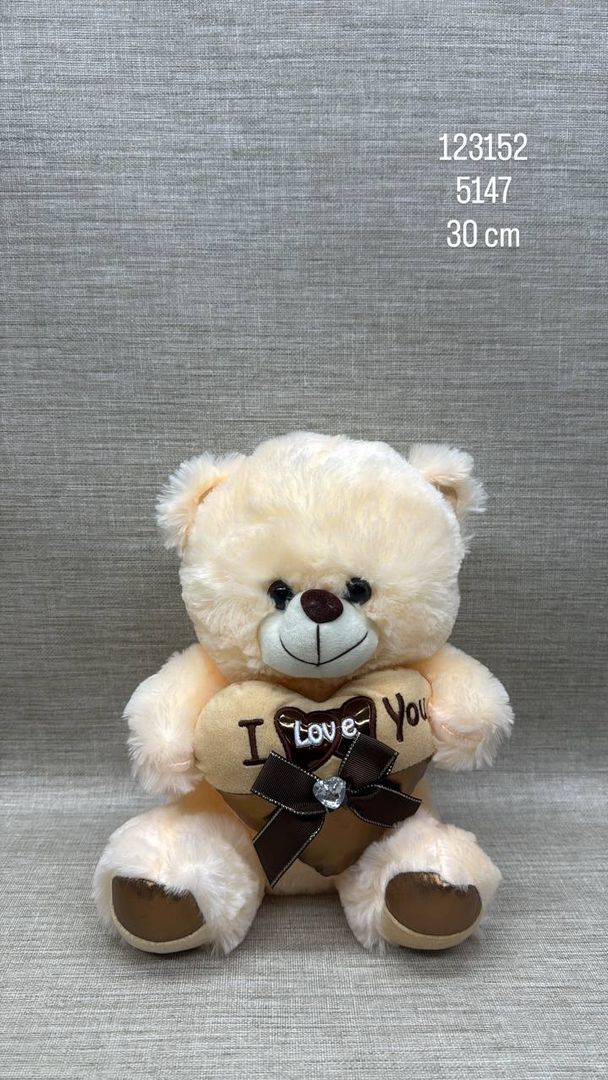 OSO BEIGE CLARO CORAZÓN 30 CM