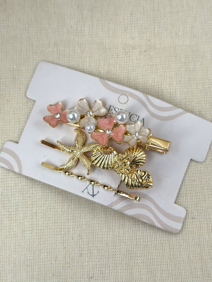 Set pinza x 3 flores 