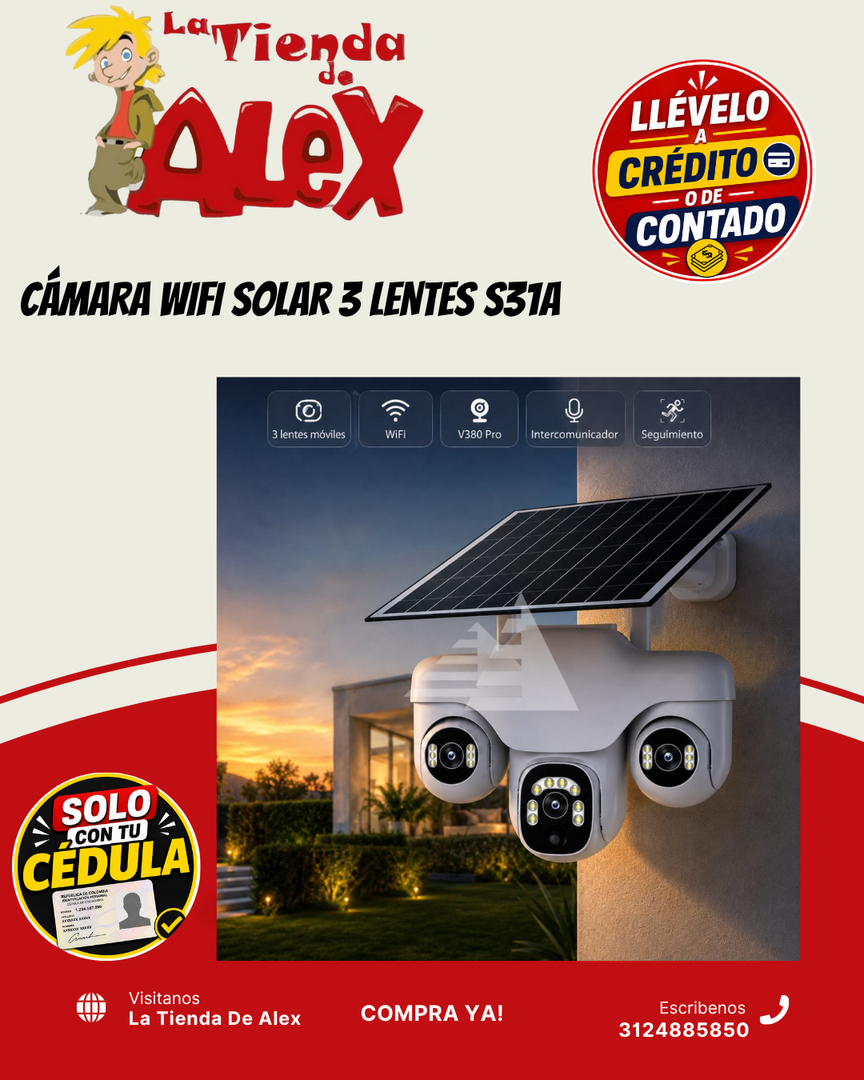 CÁMARA WIFI SOLAR 3 LENTES S31A