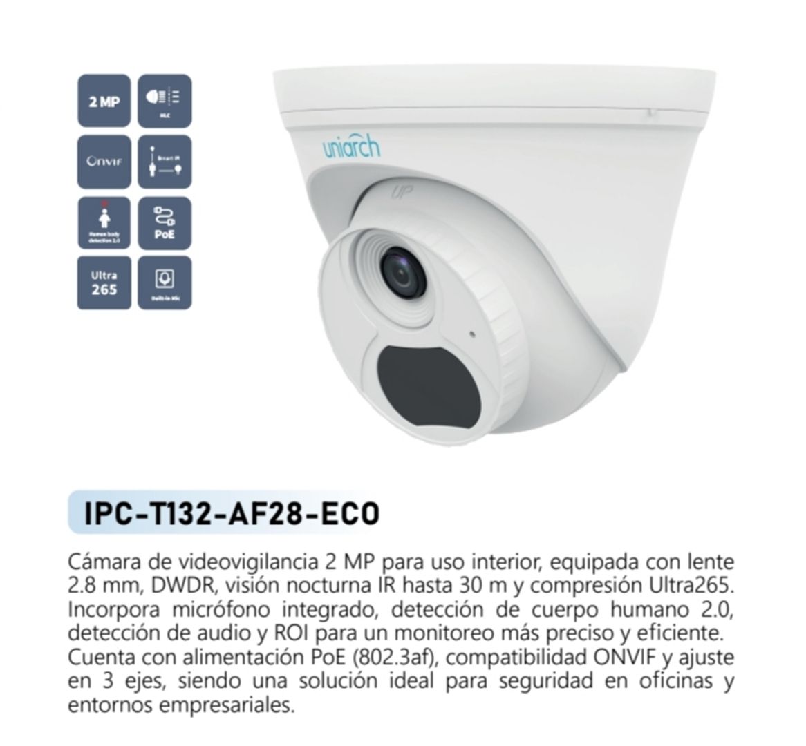 CAMARA DOMO INTERIOR 2MP UNIVIEW 