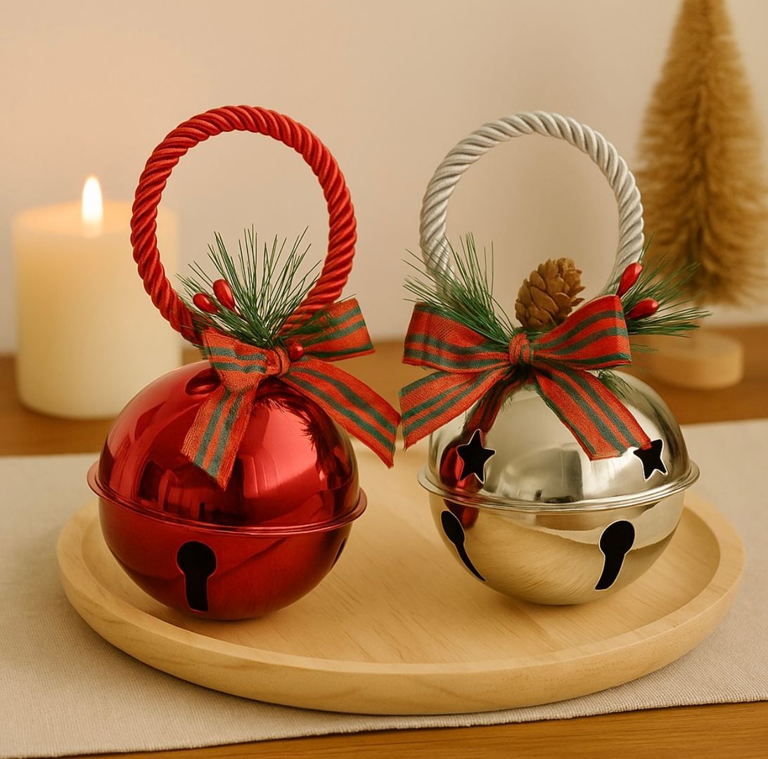 Cascabel con asa trenzada y detalle navideño 