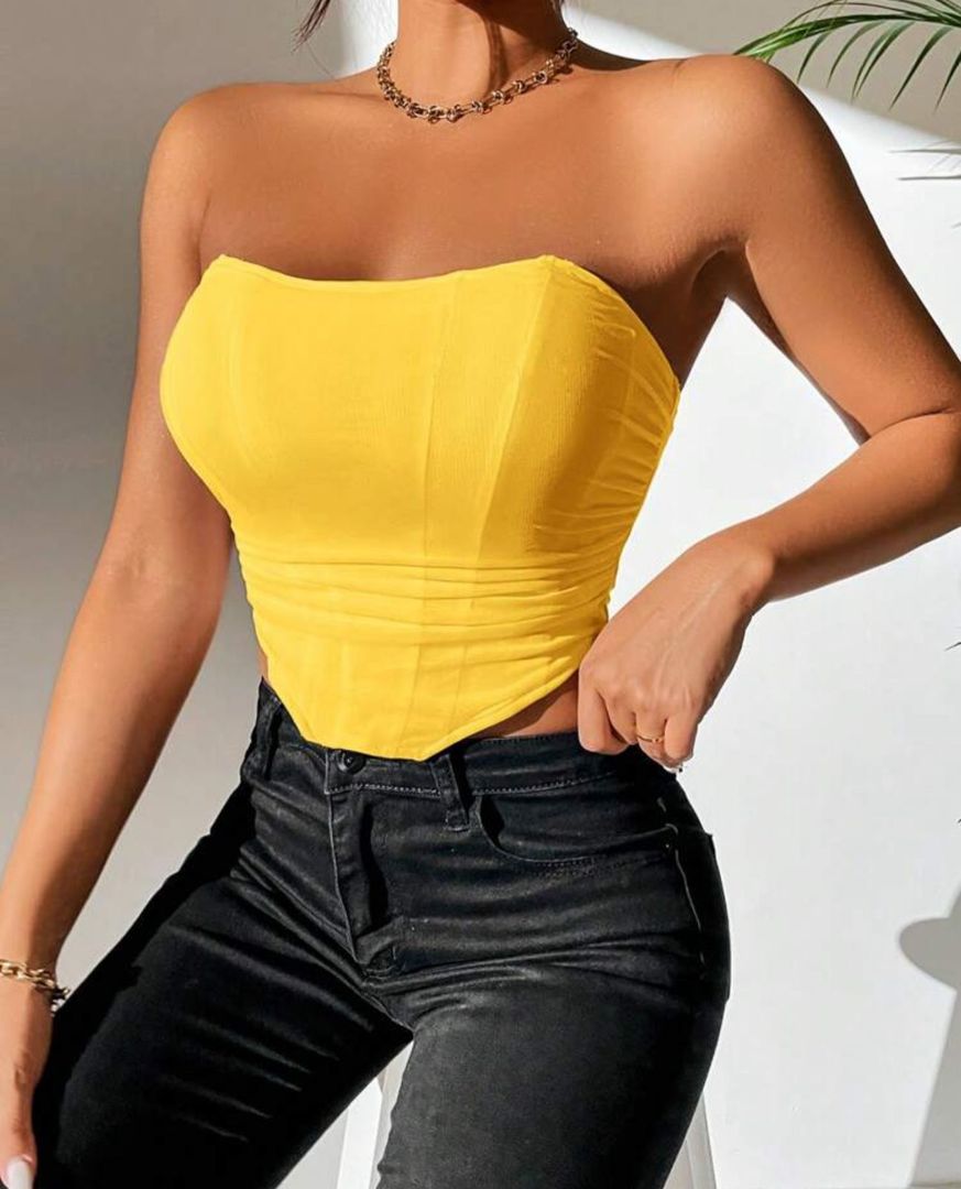 BLUSA CORTA AMARILLA TALLA (M)