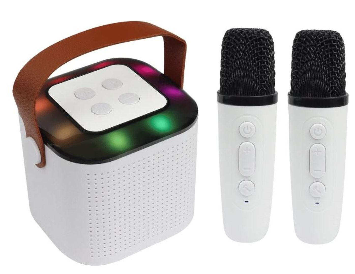 Mini Karaoke RGB Bluetooth 2 micrófonos