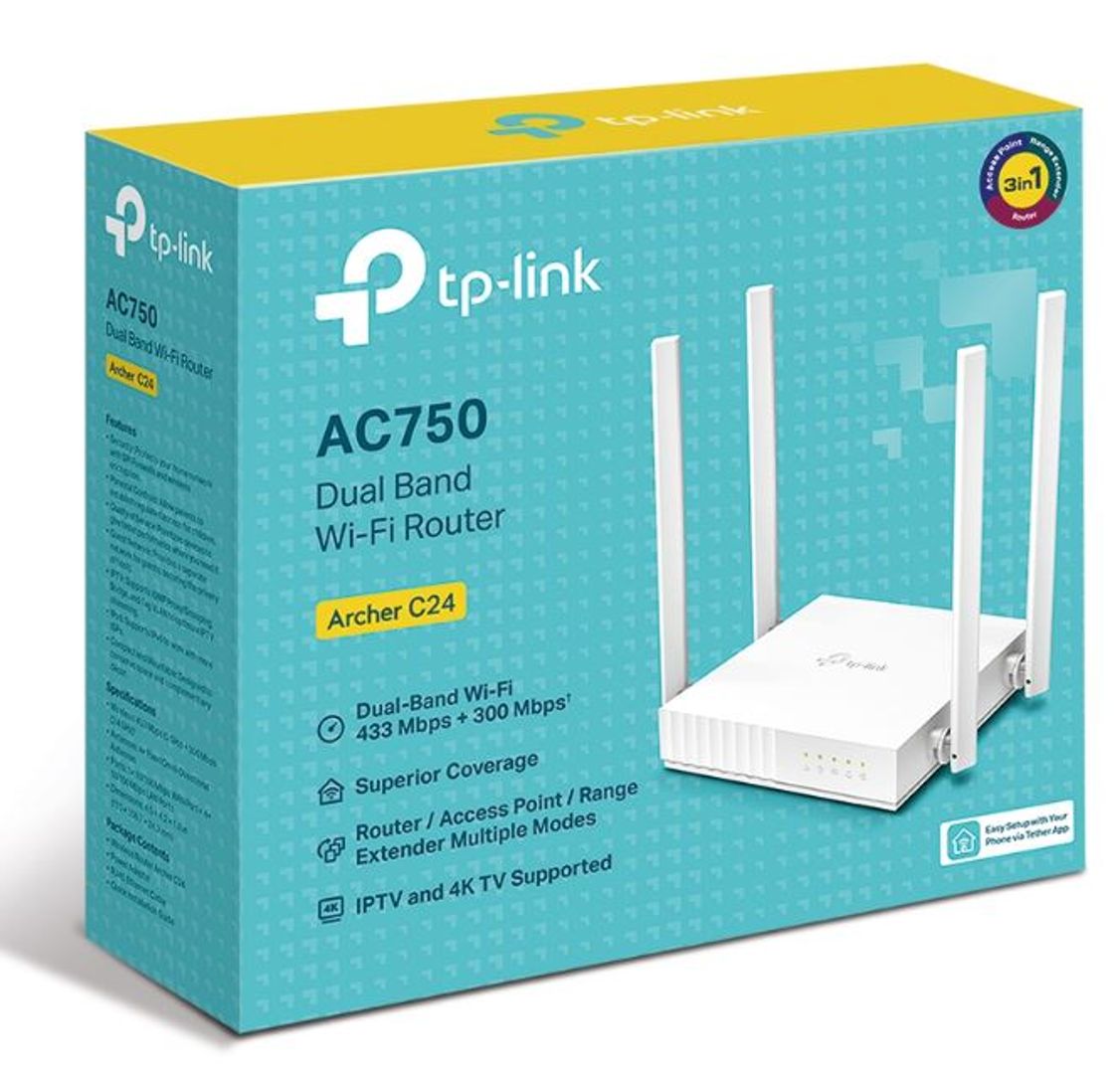 Router TP-Link Archer 3 antenas 300Mbps 5G C24 AC750
