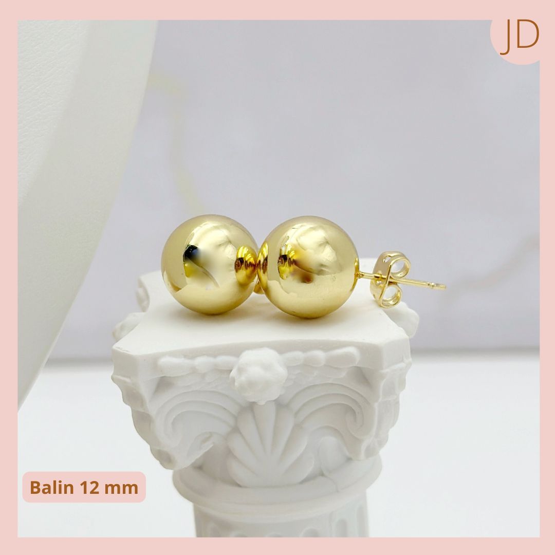 Aretes Balin Dorados 12 mm