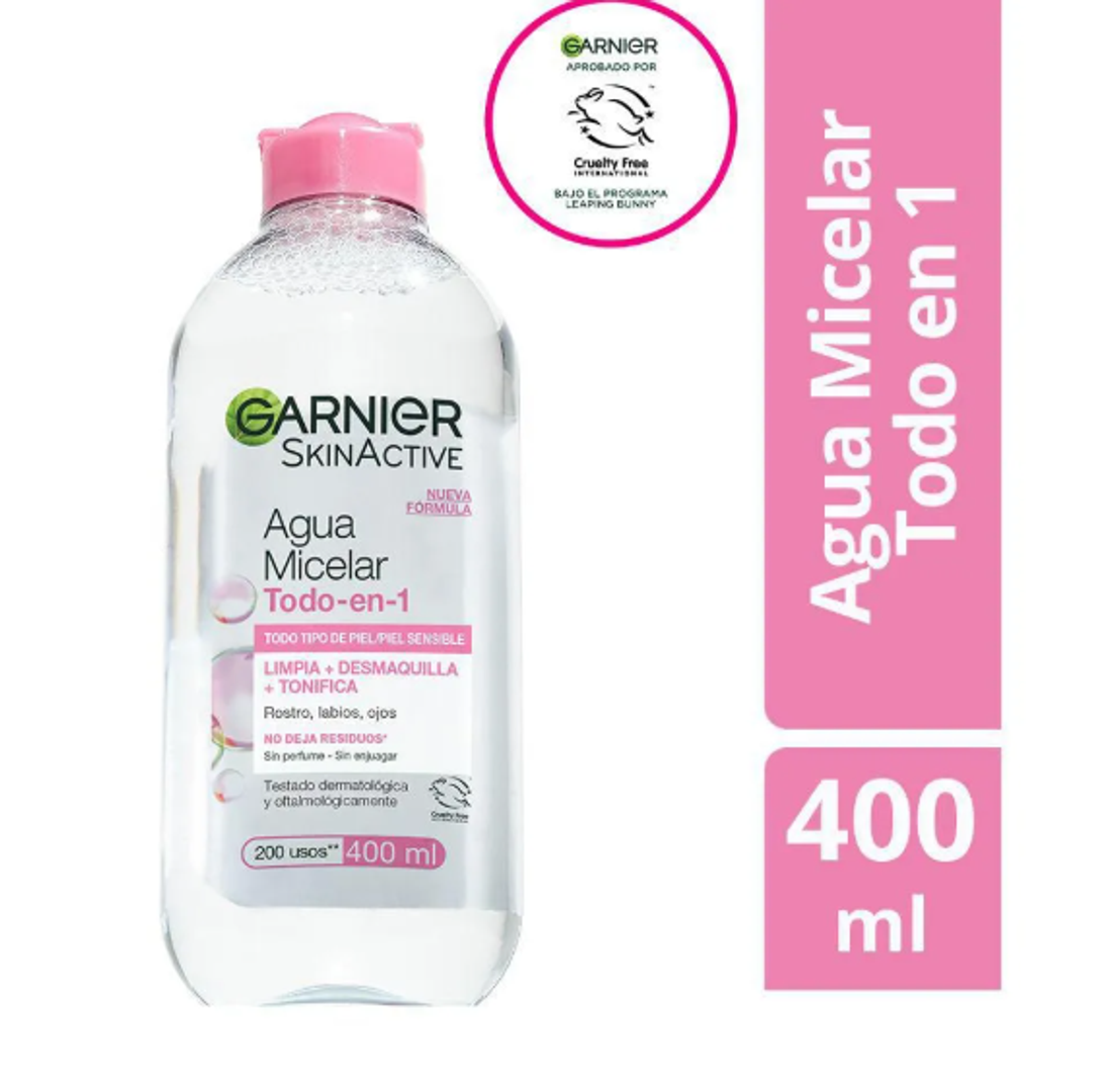Agua micelar GARNIER SKIN ACTIVE  todo en 1 (400 ml)