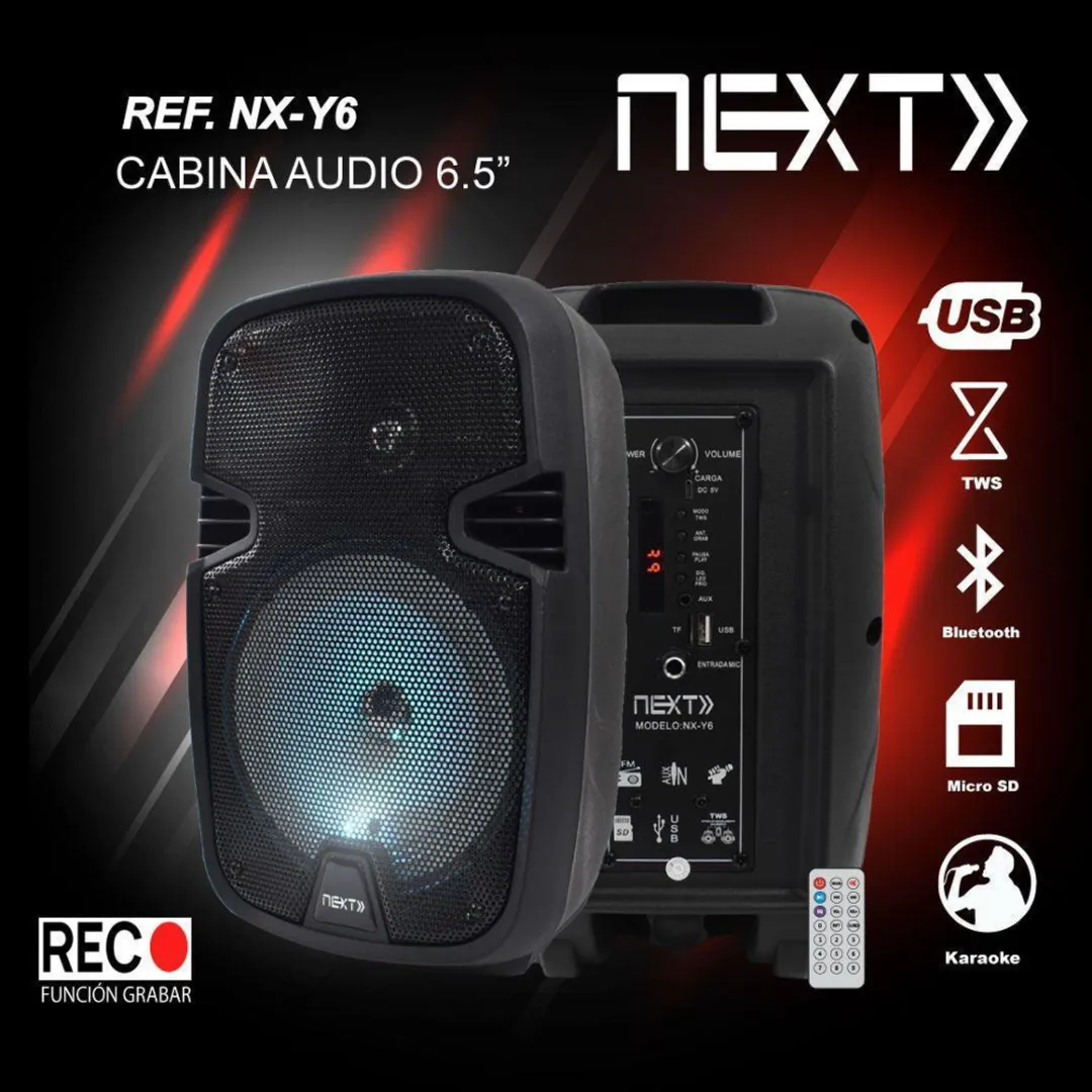CABINA PARLANTE RECARGABLE 6.5 PULGADAS LUCES LED NX-Y6