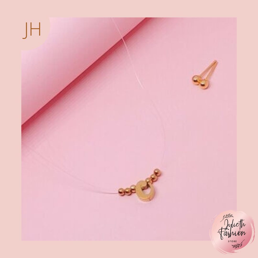 Collar Invisible Inicial "C" Con topitos Balin