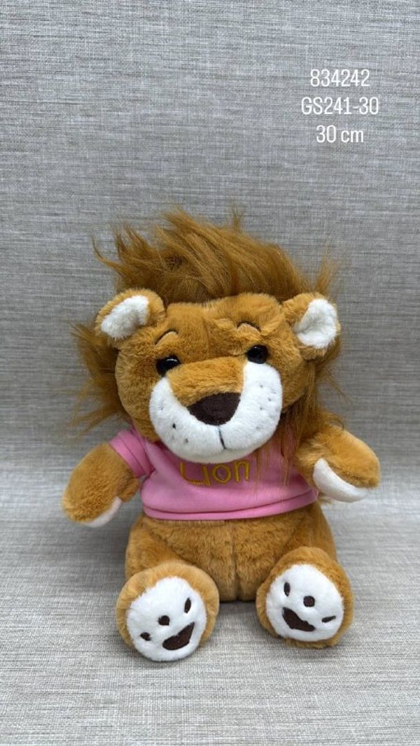 LEON DE 30 CM CON CAMISA ROSA