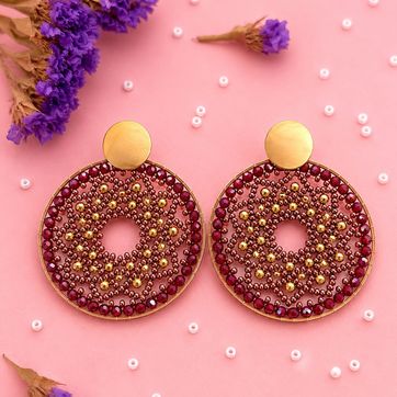 MAXI- ARETES TEJIDOS ARTESANALES MANDALA EN ARO  - imagen 1