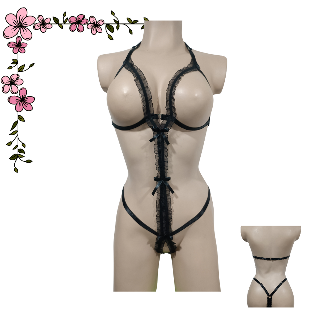 Conjunto en encaje y apertura ajustable 