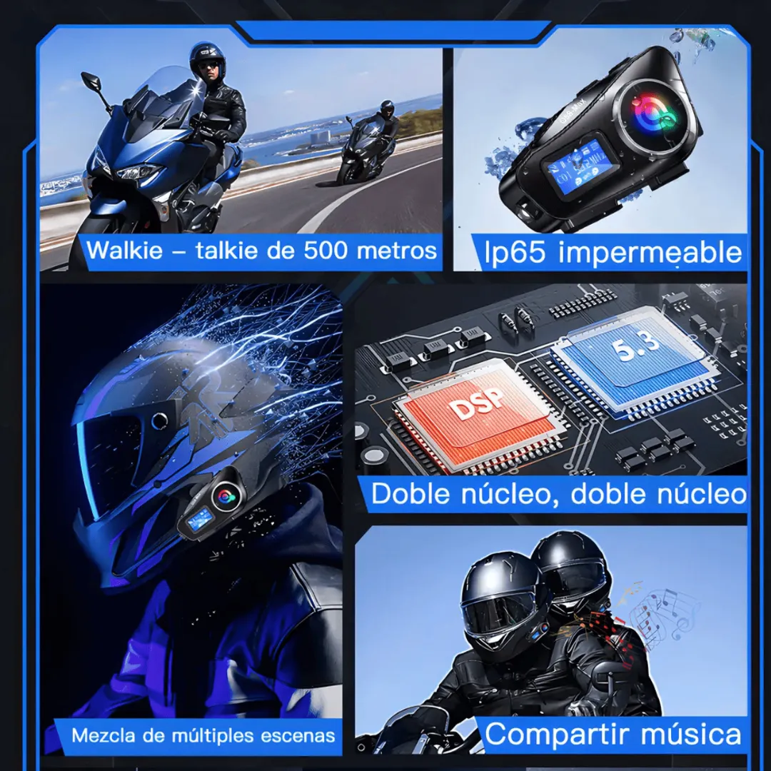 SET INTERCOMUNICADOR Q58-MAX MOTO CASCO X2 PIEZAS