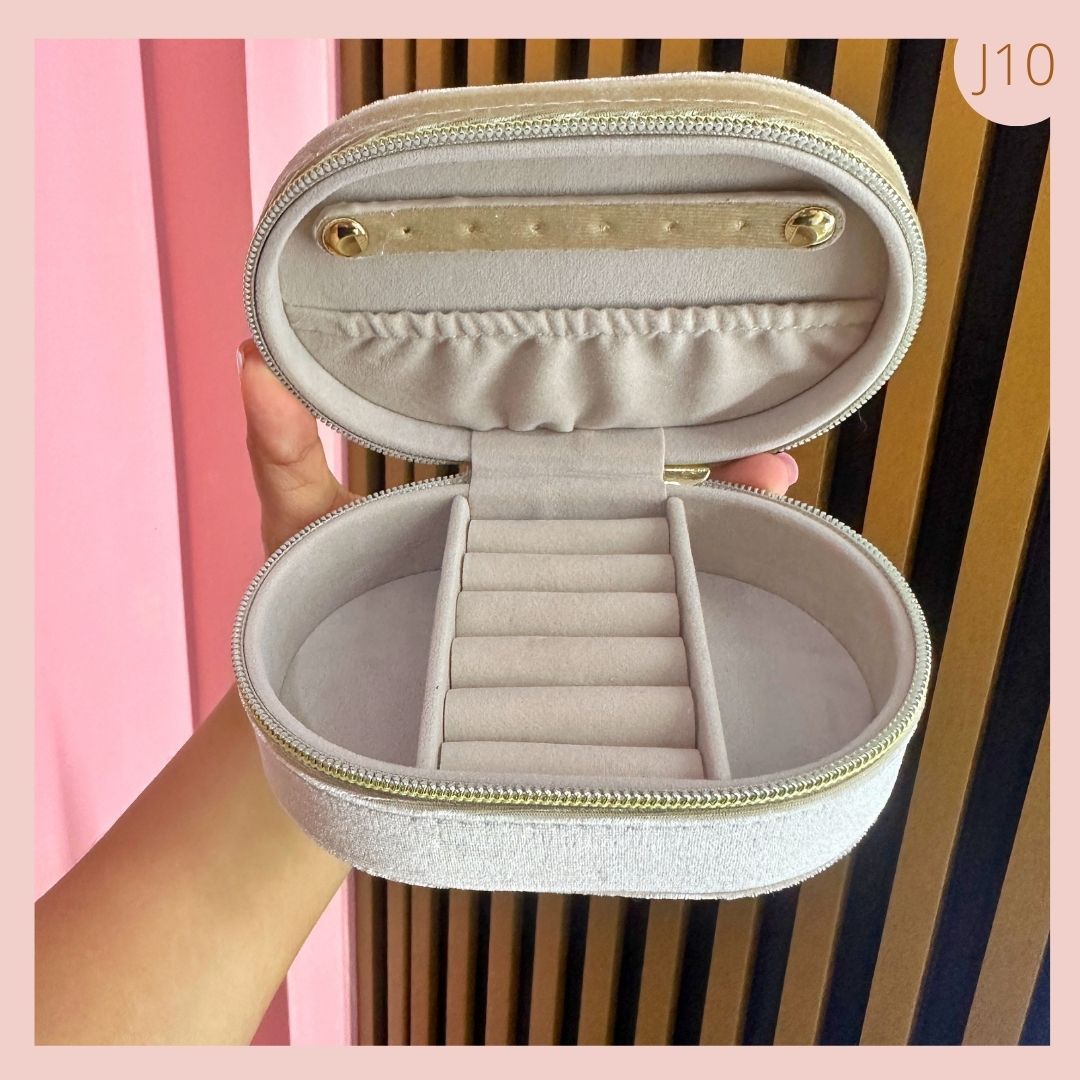 JOYERO BEIGE GAMUZA CIERRE CREMALLERA