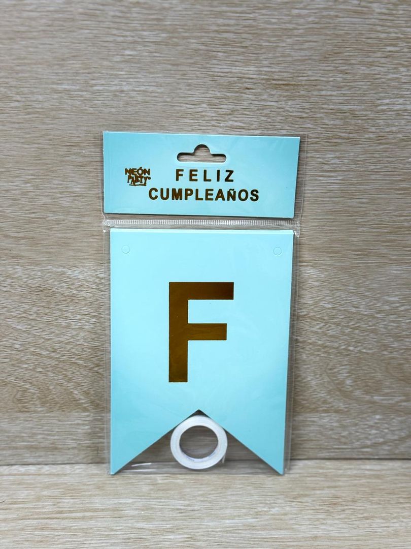000 LETRERO FELIZ CUMPLEAÑOS CELESTE/DORADO 