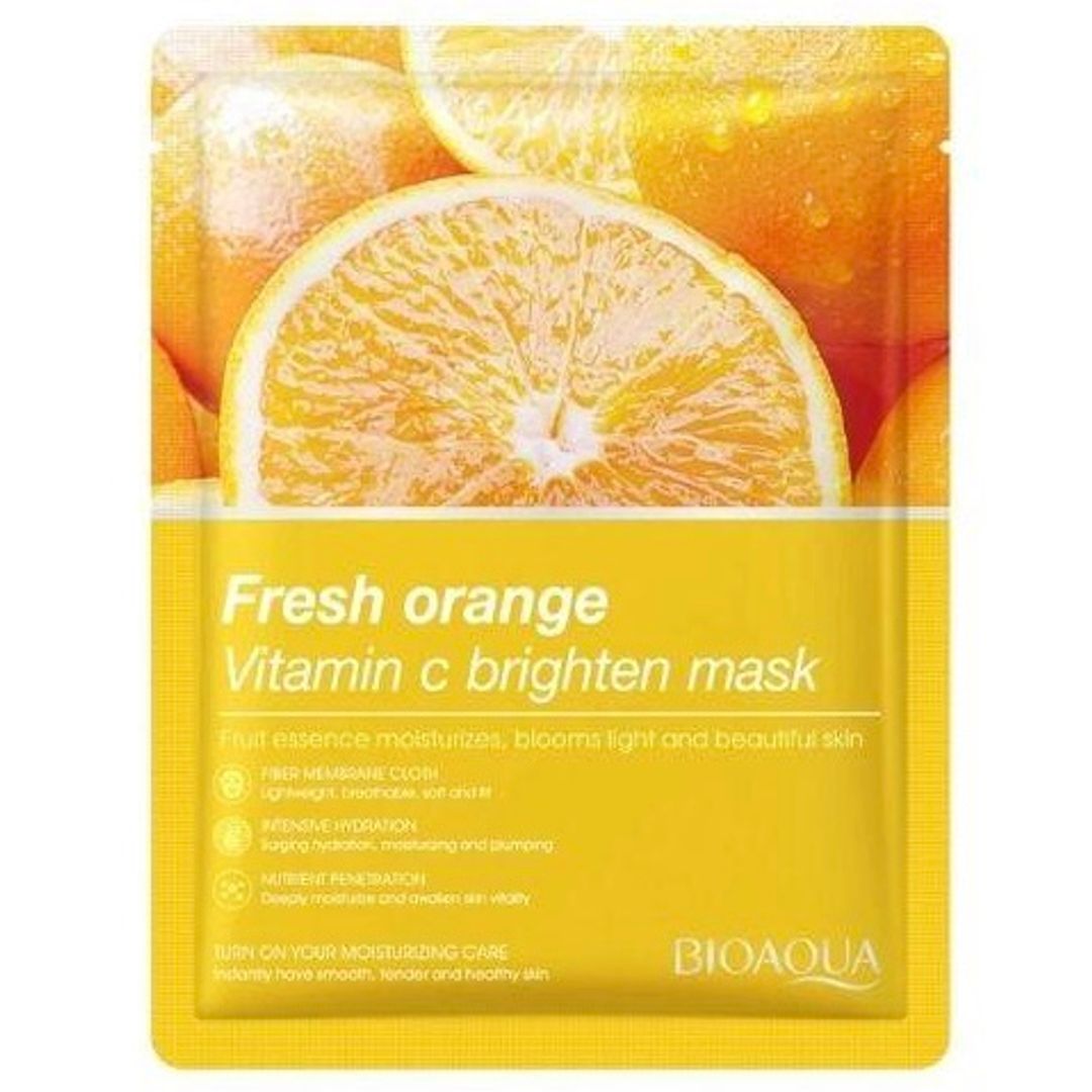 MASCARILLA FACIAL EN VELO NARANJA BIOAQUA 