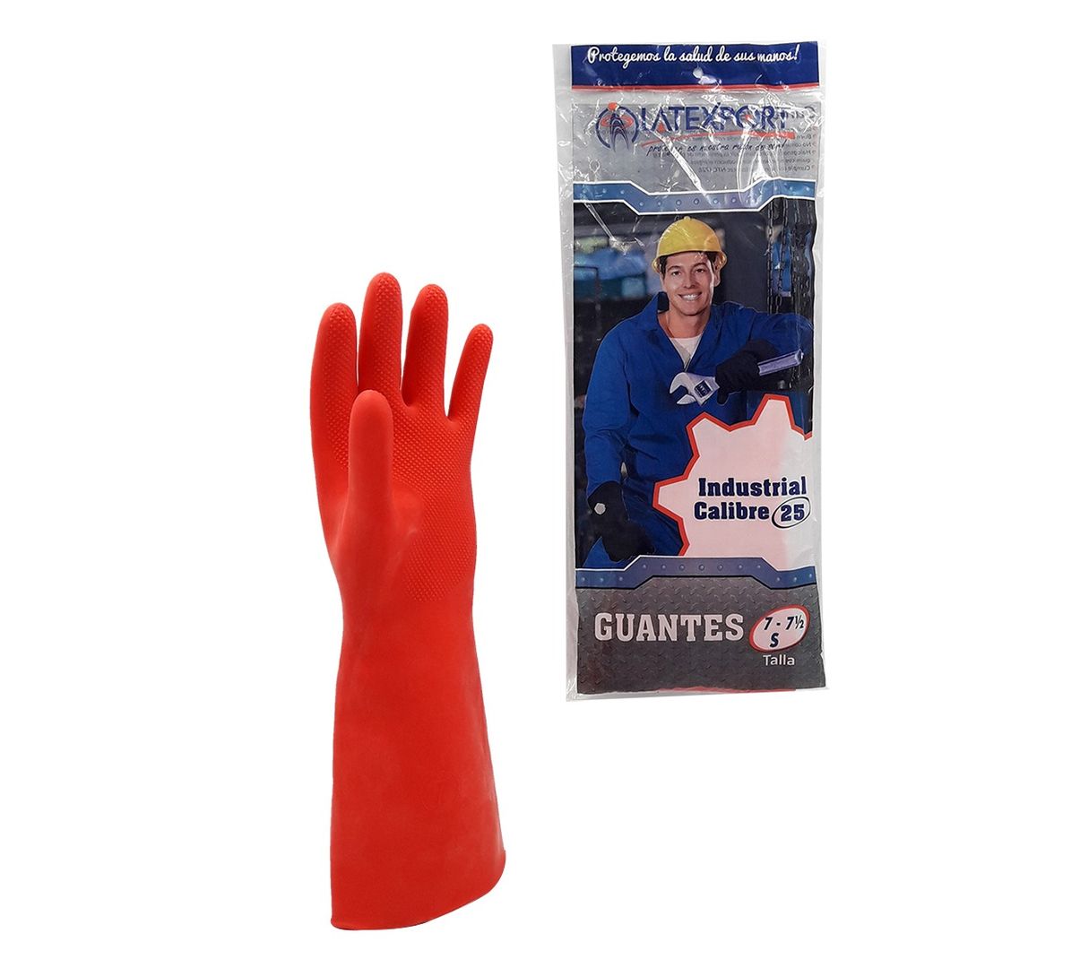     U. GUANTE INDUSTRIAL LATEXPORT CAL 25 TALLA 7 ROJO