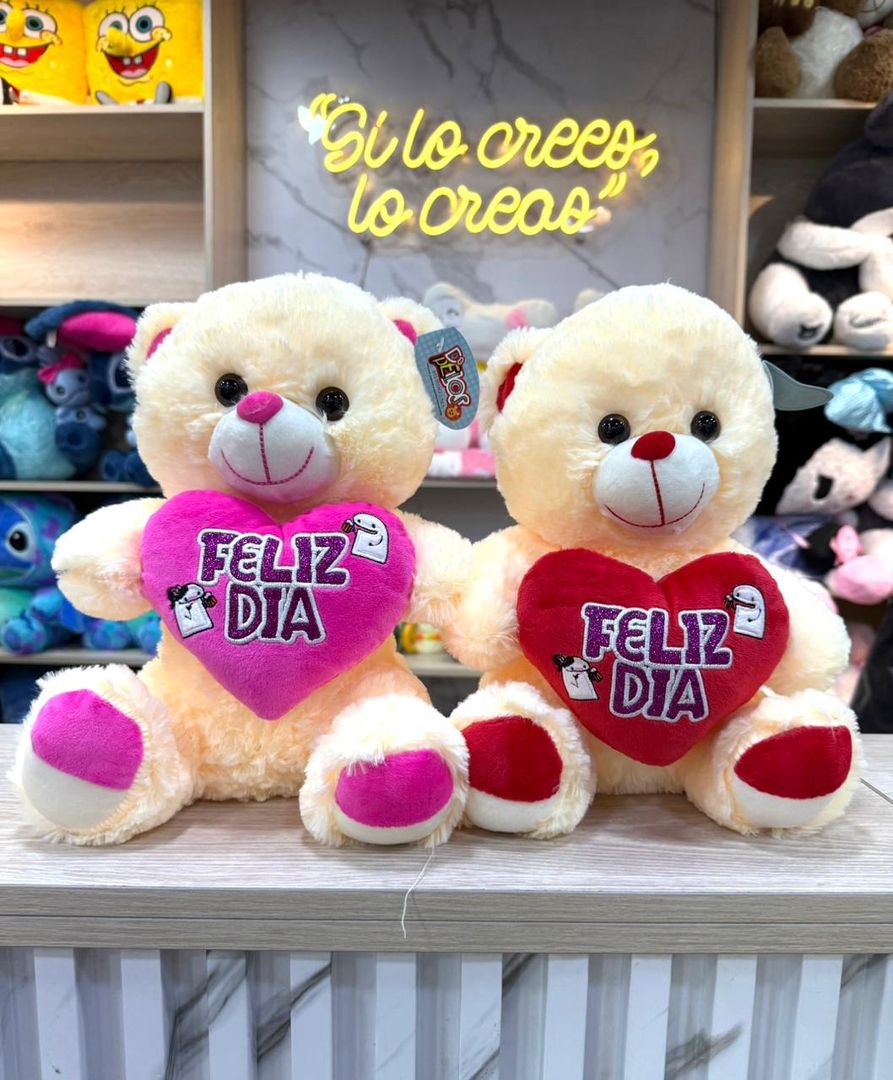 OSO CORAZÓN   FELIZ DÍA 30cm. 