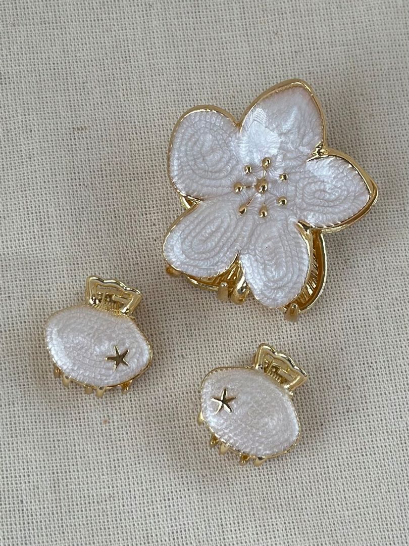 Set trío pinza flor 
