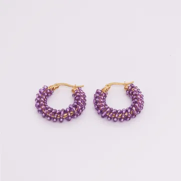 ARETE TEJIDO MOSTACILLA MORADO - imagen 1