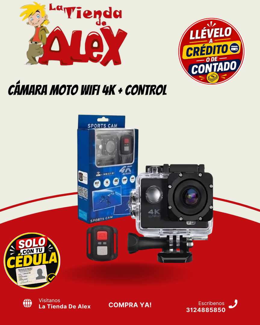 CÁMARA MOTO WIFI 4K + CONTROL