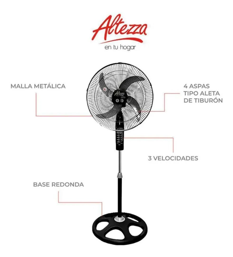 VENTILADOR ALTEZZA 2 EN 1 METALICO NEGRO BALINERA