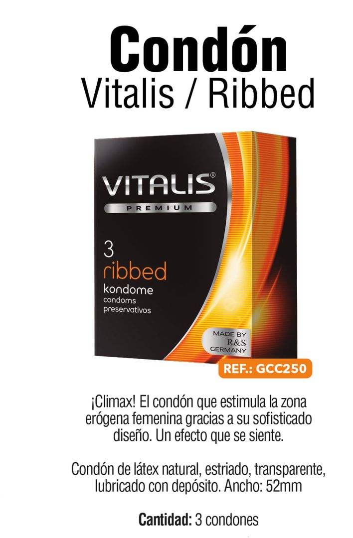Condón Vitalis Ribbed Texturizado 