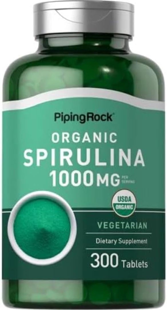 Espirulina orgánica 1000 mg 300 tabletas  Arthrospira Platensis PipinGrock