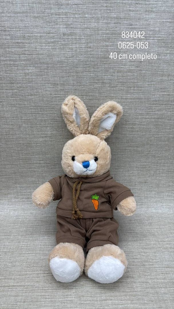 CONEJO CON CONJUNTO CAFÉ 40 CM