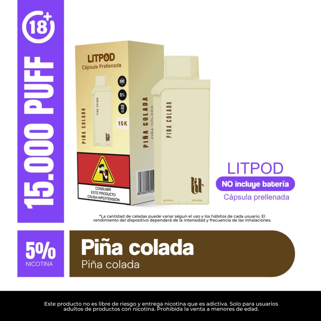 Pod Lit Piña Colada 15.000 Puffs Recarga