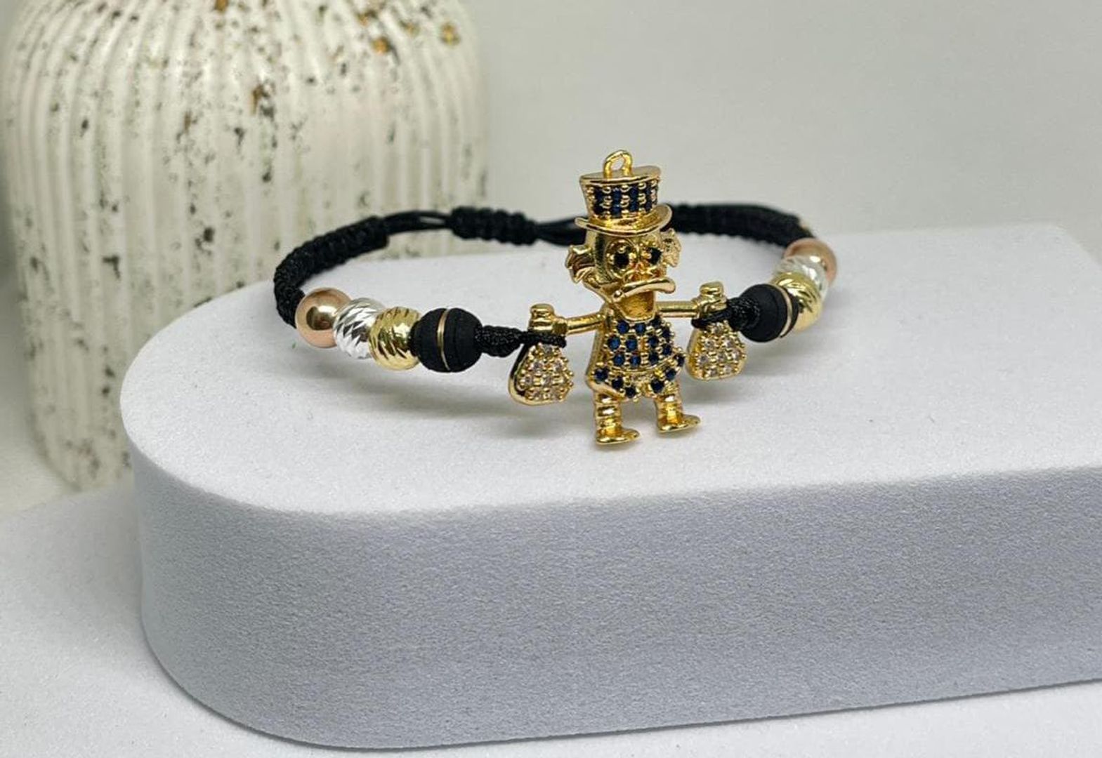 Pulsera tejida Tio rico en 3 oros balin 6mm liso e italy
