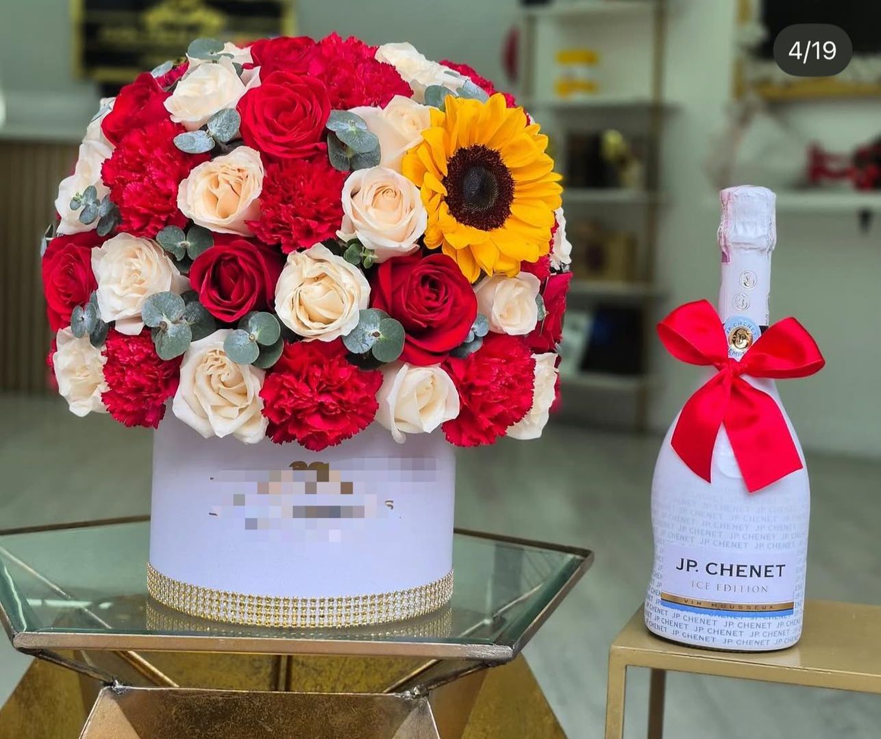 Copon rosas y girasol