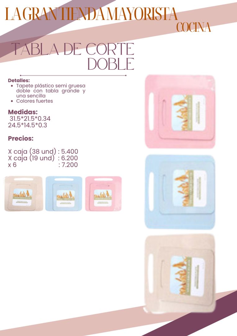 Tabla de corte Doble  x 38 und 