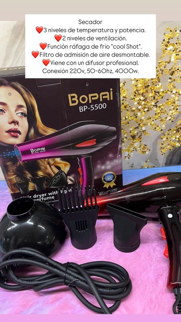 Secador de cabello con accesorios