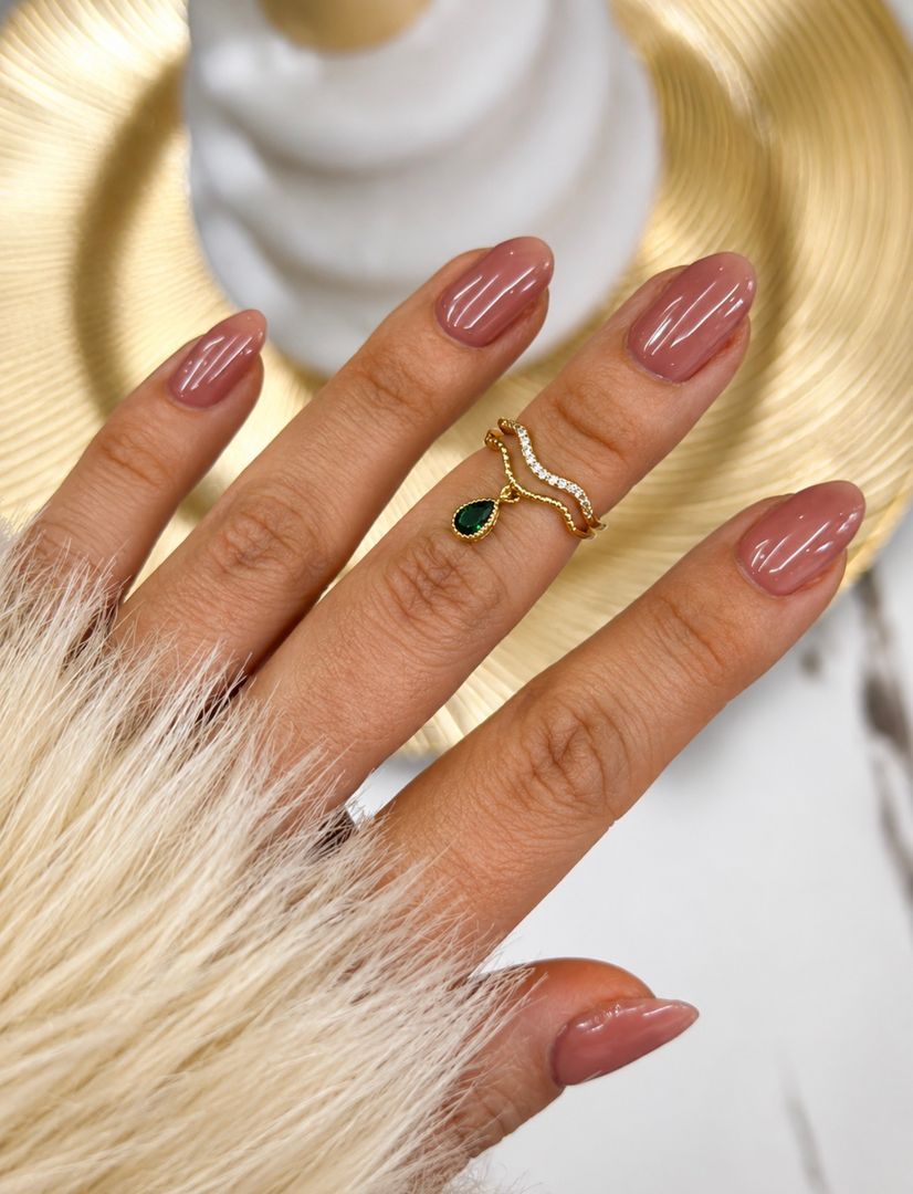 Anillo falange Esmeralda colgante 