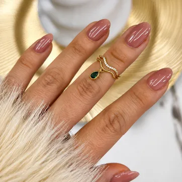 Imagen del producto Anillo falange Esmeralda colgante 
