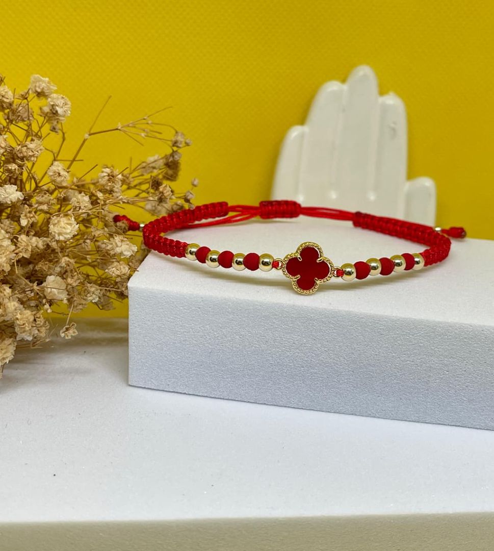 Pulsera van cleef roja balin 4mm liso