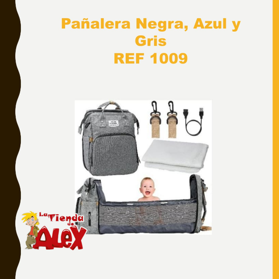 Pañalera Negra, Azul y Gris REF 1009