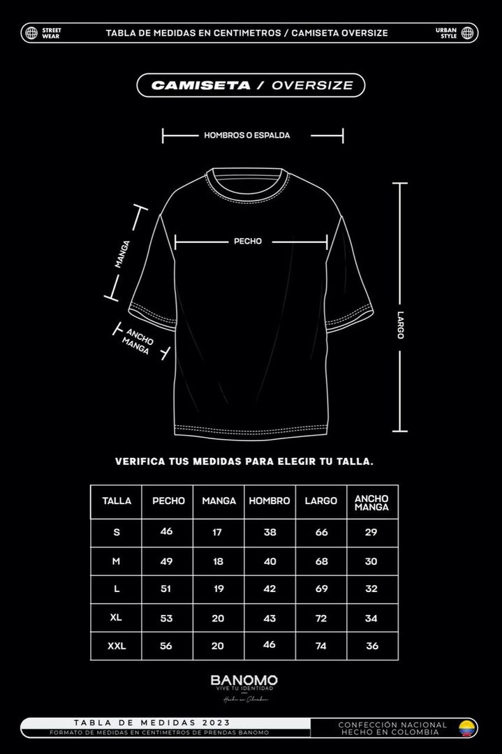  TABLA DE MEDIDAS CAMISETA OVERSIZE