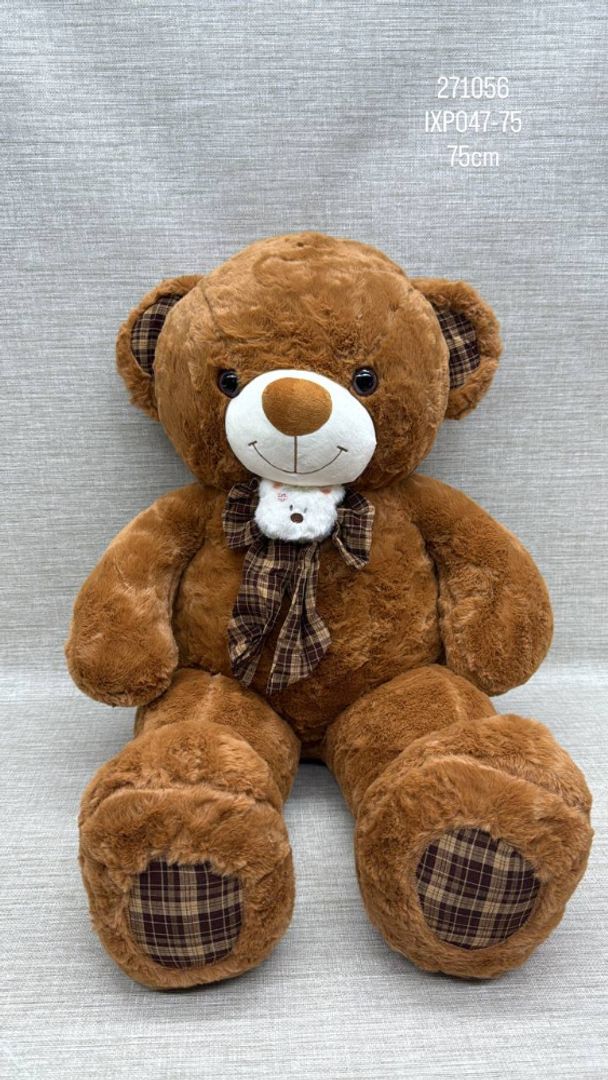 OSO PATAS LARGAS MOÑO CUADROS 75 CM