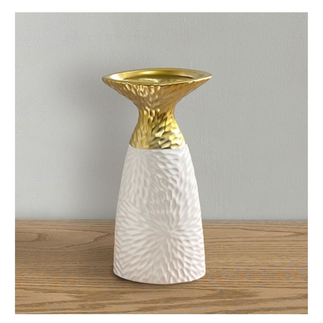 Jarron Blanco y Dorado