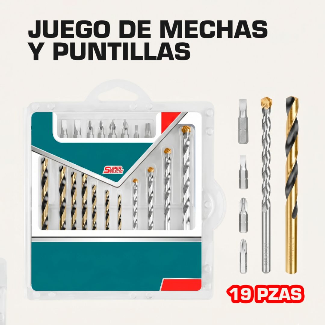JUEGO DE MECHAS Y PUNTILLAS 19 PIEZAS