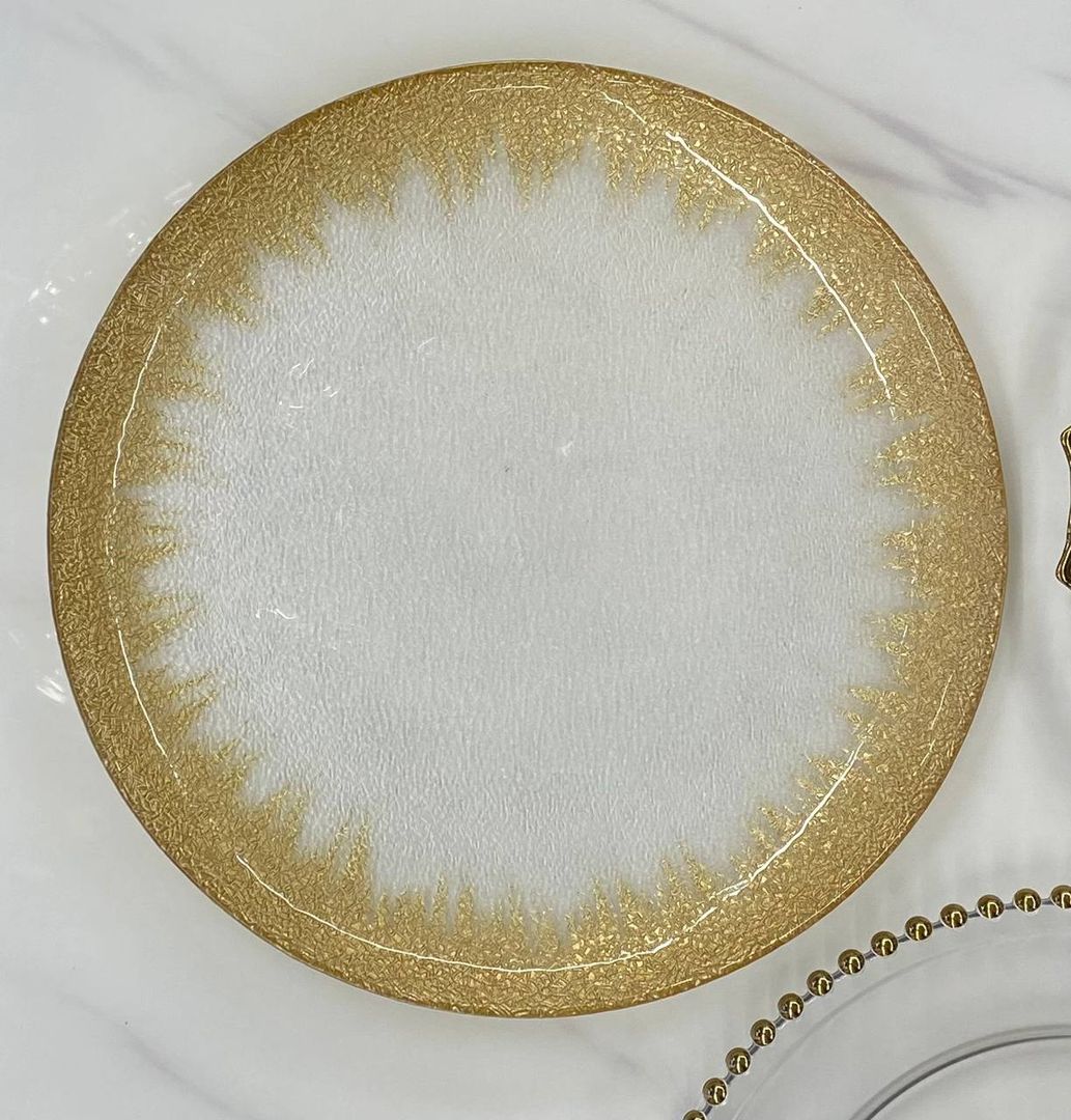 PLATO BAJO TRANSPARENTE FILO DORADO EN CRISTAL