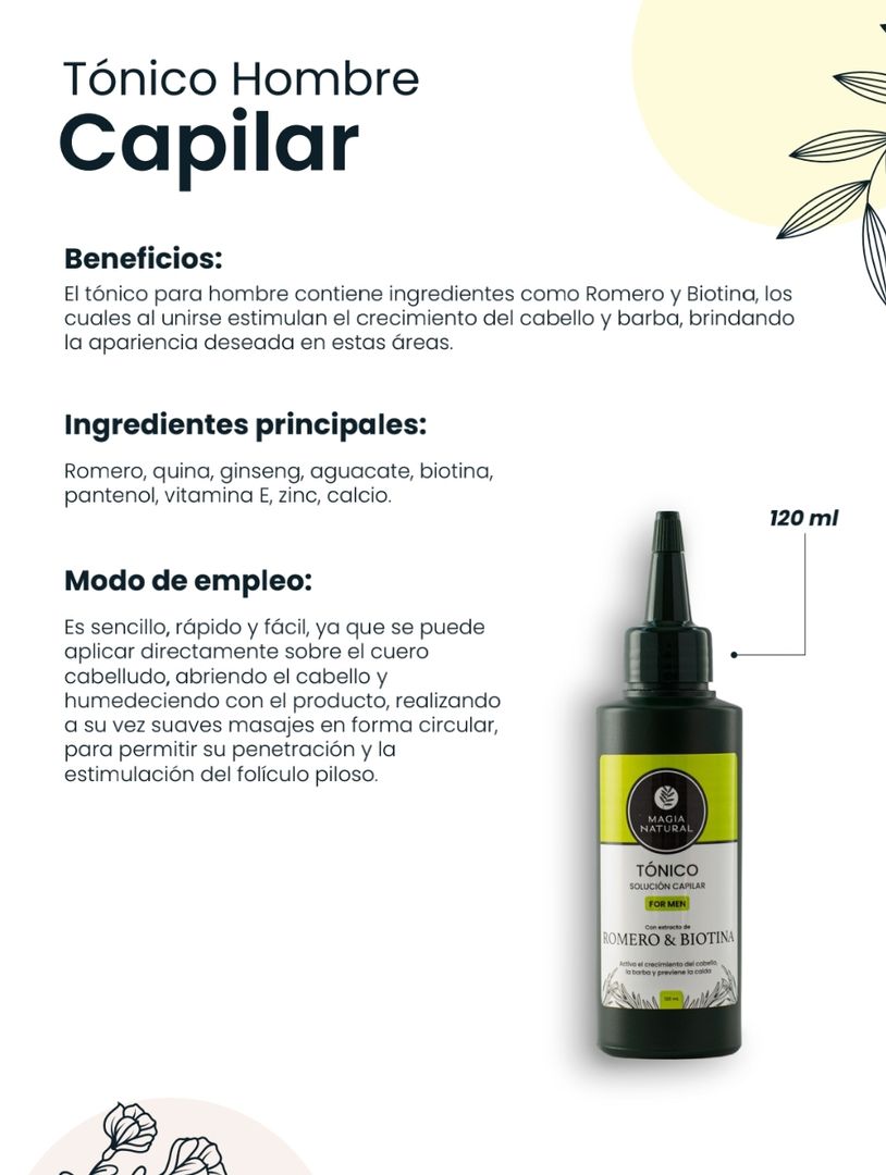 Tonico capilar para HOMBRE - Crecimiento - Anticaida Magia Natural 