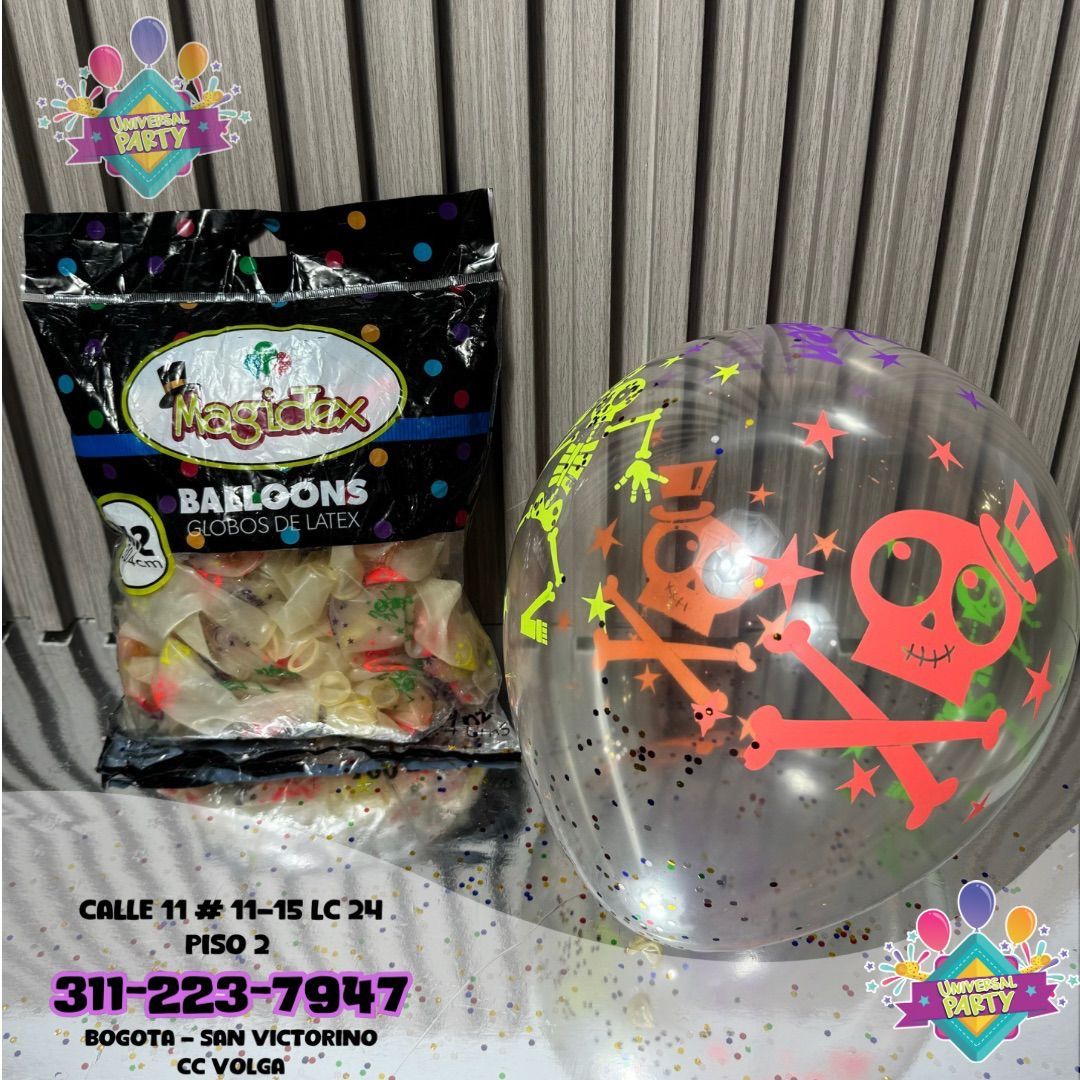 GLOBO x 100 LÁTEX CRISTAL FELIZ CUMPLEAÑOS  NEÓN 